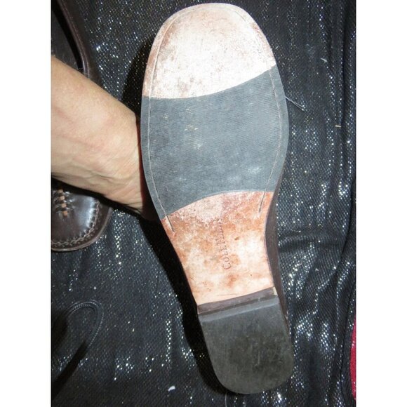 Cole Haan Chocolate Bamboo Italian Leather Center Weave Moccasin Driver Loafers - Picture 9 of 11